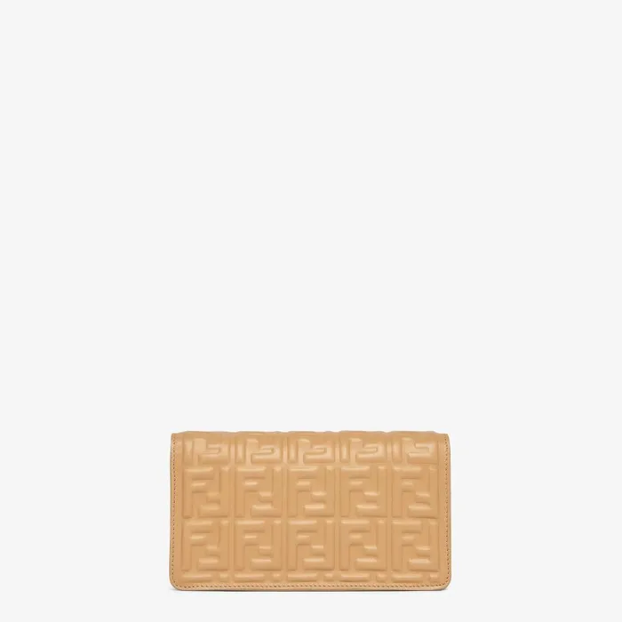 Fendi Wallets On Chain Wallet On Chain Baguette Light Brown Nappa Leather Wallet With FF Motif 8211 Women