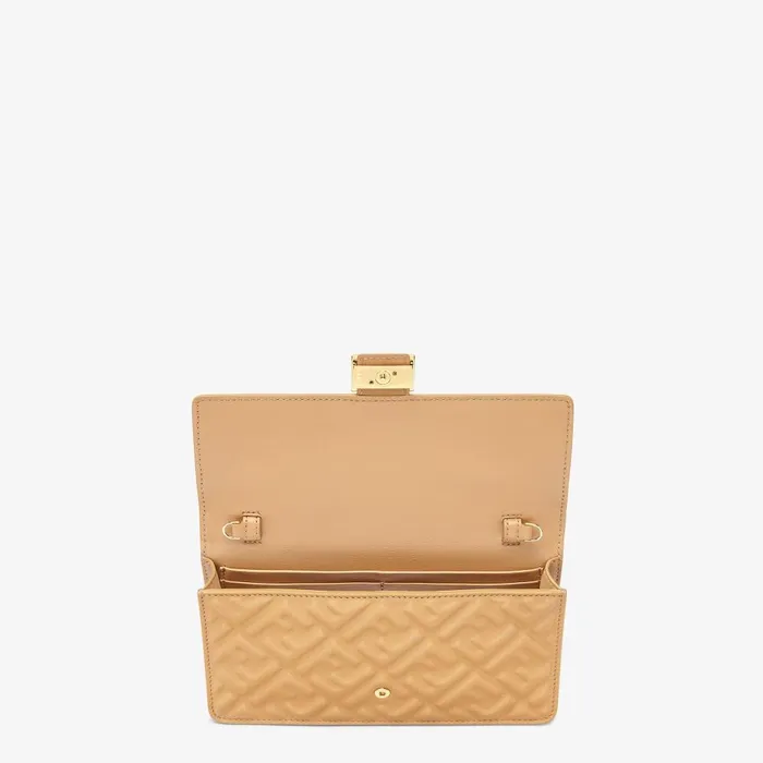 Fendi Wallets On Chain Wallet On Chain Baguette Light Brown Nappa Leather Wallet With FF Motif 8211 Women