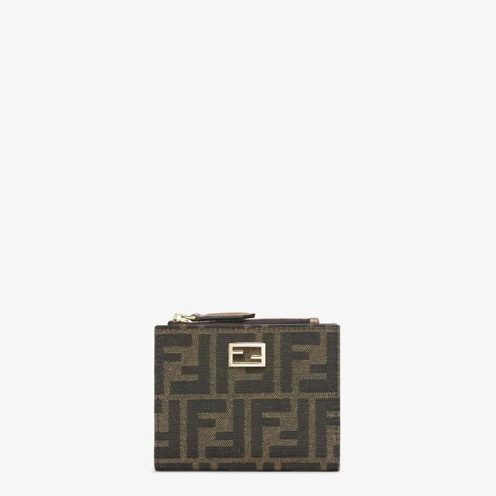 Fendi Wallets Slim Baguette Wallet Small Brown FF Jacquard Wallet 8211 Women