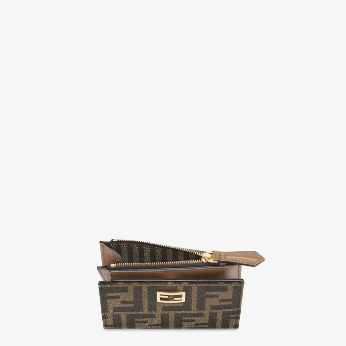 Fendi Wallets Slim Baguette Wallet Small Brown FF Jacquard Wallet 8211 Women