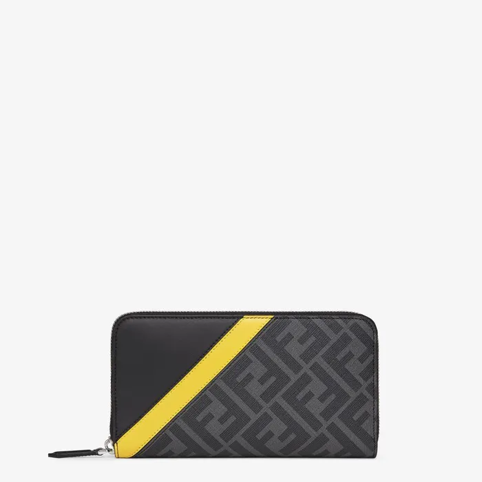 Fendi Wallets ZipAround Gray Fabric Wallet 8211 Men