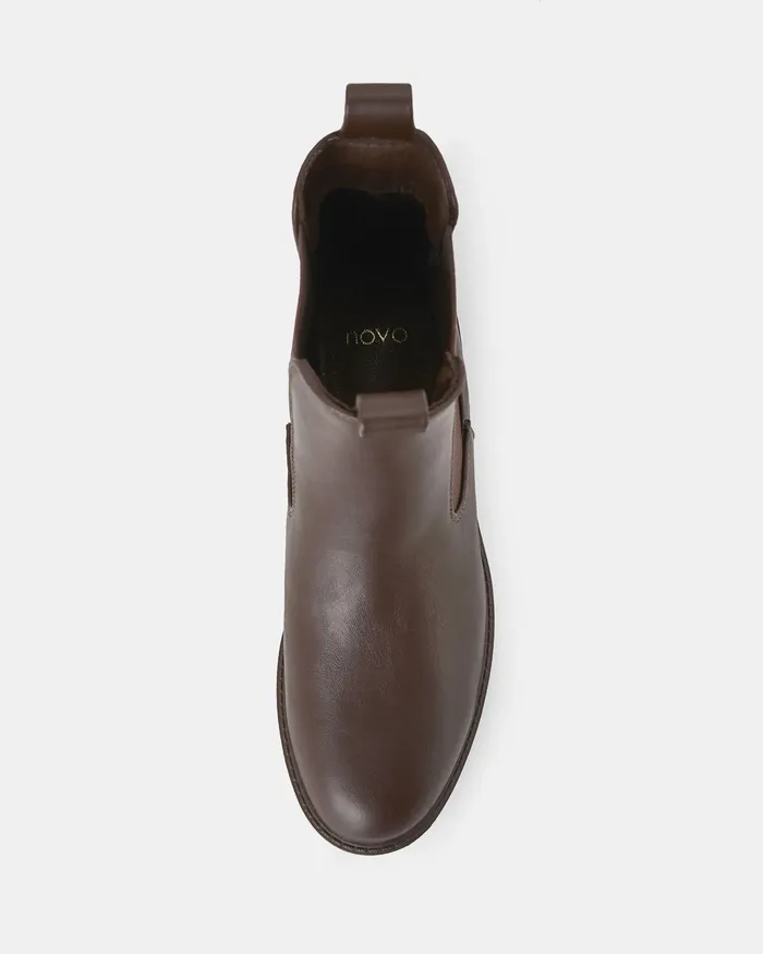 Flat Boots DAMO MILK CHOCOLATE Slip On Boots NOVO Shoes Women