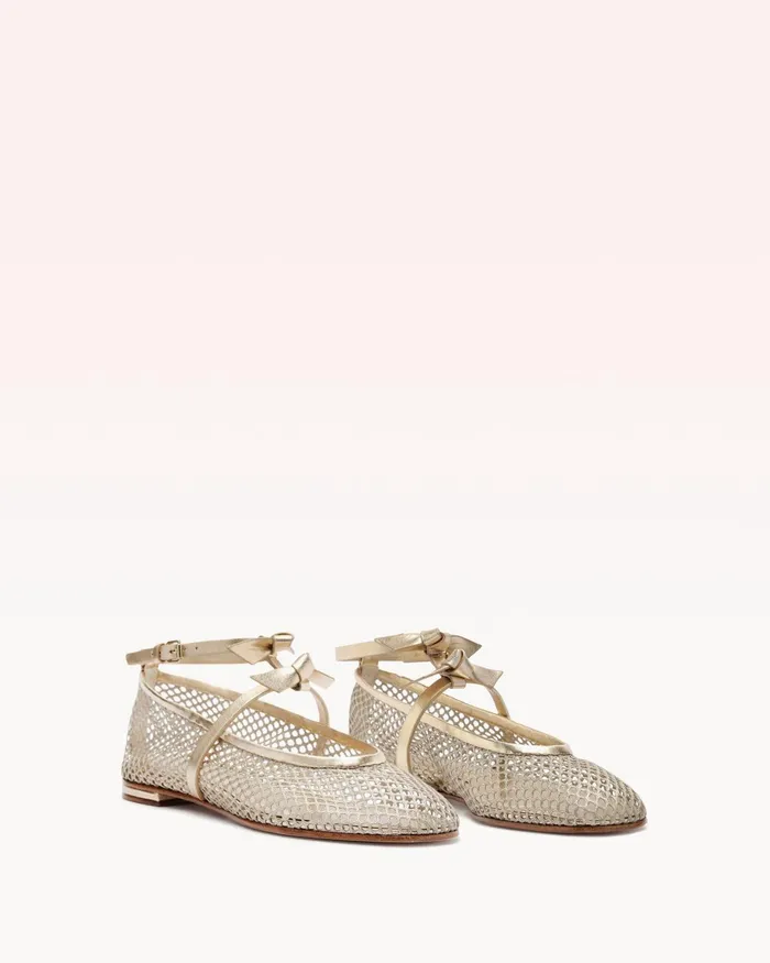 Flats Women Alexandre Birman Slim Clarita Ballet Mesh Golden Golden