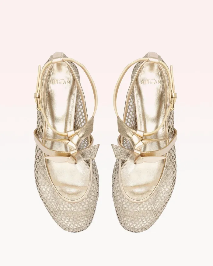 Flats Women Alexandre Birman Slim Clarita Ballet Mesh Golden Golden
