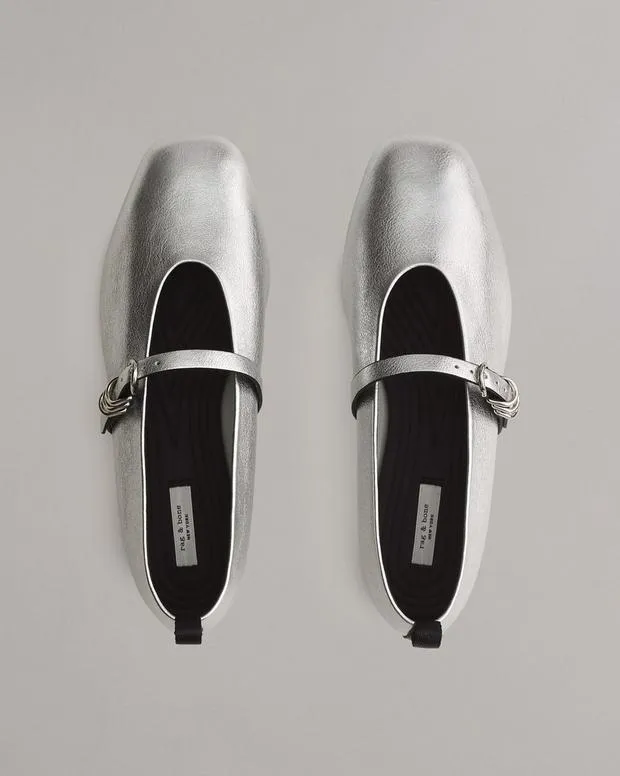Flats Women Rag and Bone Spire Mary Jane Shoes Silver