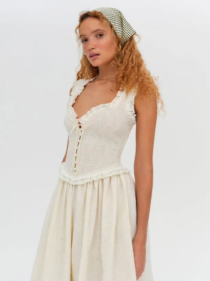 For Love and Lemons Dresses Morgan Midi Dress Beige 8211 Women For Love and Lemons Dresses Morgan Midi Dress Beige 8211 Women