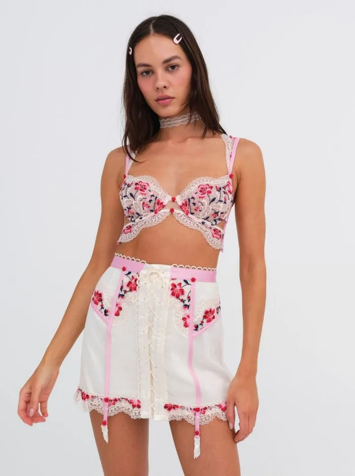For Love and Lemons Lingerie Festival Rose Skirt Ivory 8211 Women For Love and Lemons Lingerie Festival Rose Skirt Ivory 8211 Women