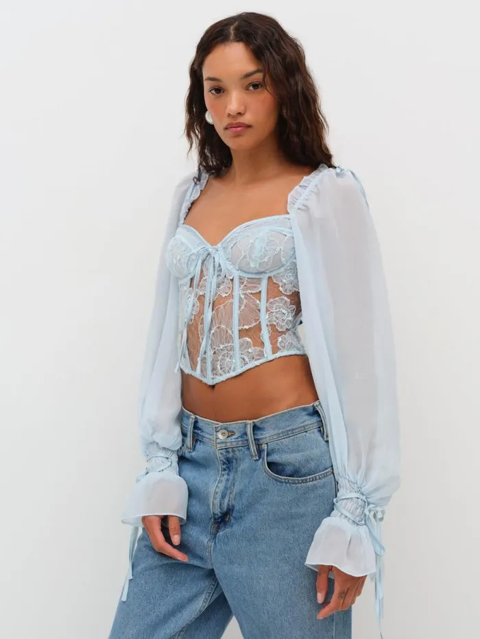 For Love and Lemons Tops Sade Top Light Blue 8211 Women For Love and Lemons Tops Sade Top Light Blue 8211 Women