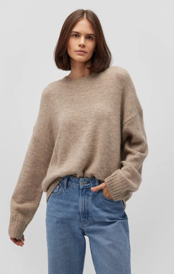 Fuzzy Sweater In Cobblestone Melange Women Mavi Jeans Sweaters