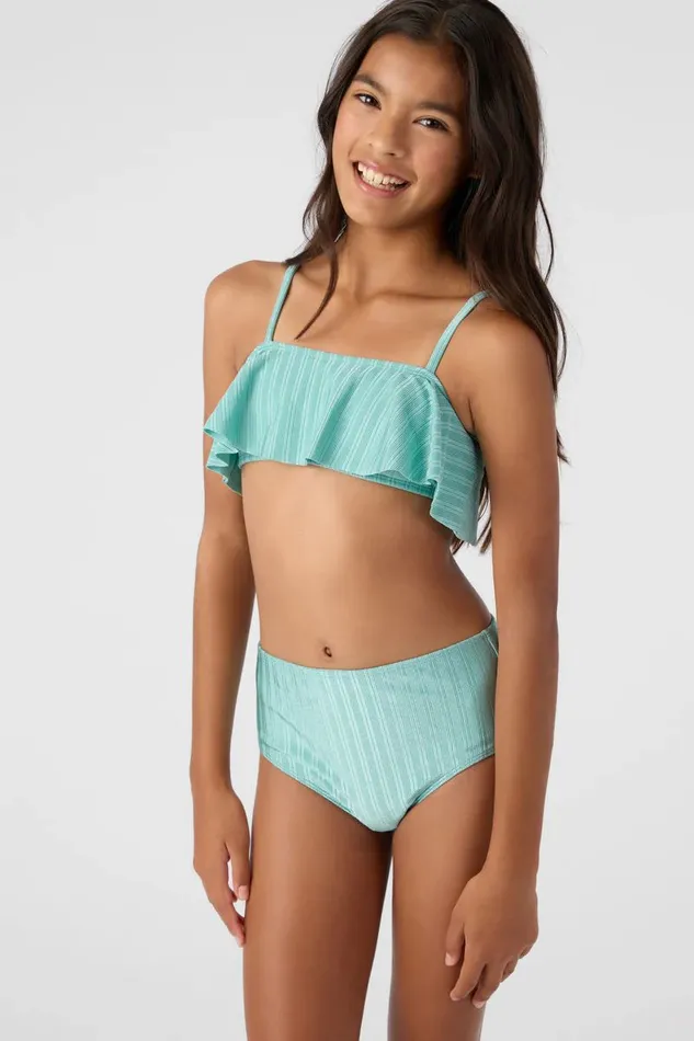 GIRL039S MIZI METALLIC RIB RUFFLE BRALETTE SWIM SET Canton Kids O039NEILL Girl039S Sale