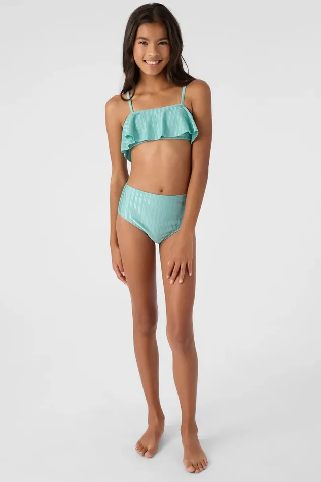 GIRL039S MIZI METALLIC RIB RUFFLE BRALETTE SWIM SET Canton Kids O039NEILL Girl039S Sale