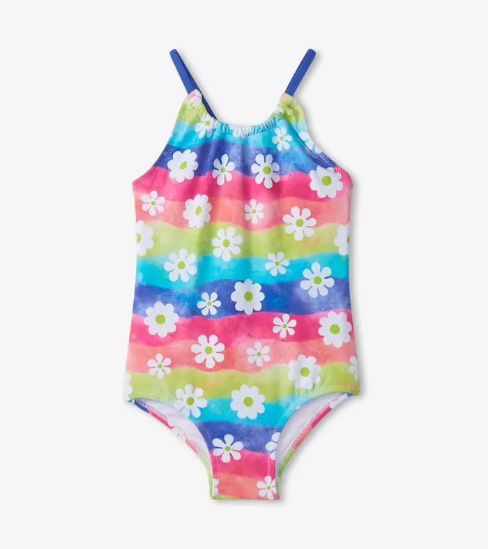 Girls Rainbow Flower Gathered Swimsuit Hatley