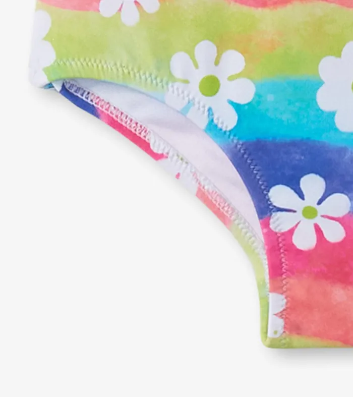 Girls Rainbow Flower Gathered Swimsuit Hatley