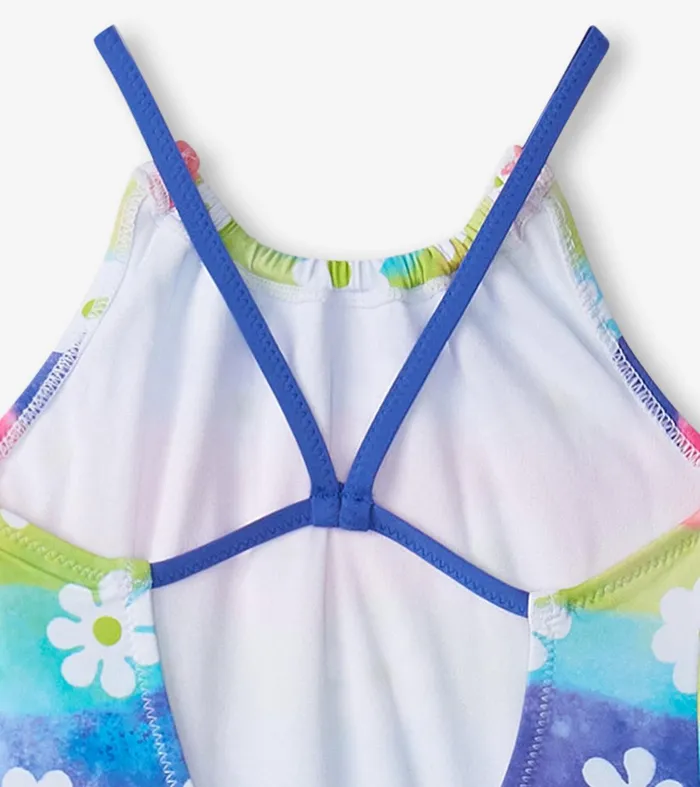 Girls Rainbow Flower Gathered Swimsuit Hatley