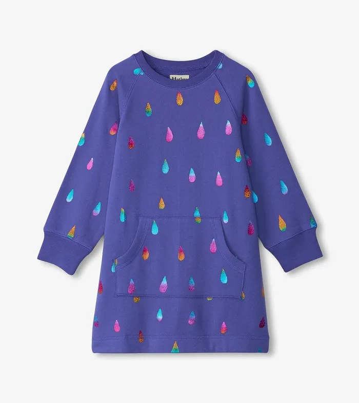 Girls Rainbow Raindrops Sweater Dress Hatley
