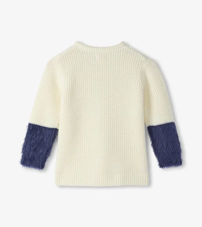 Girls Sequin Bow Fluffy Sleeve Sweater Hatley