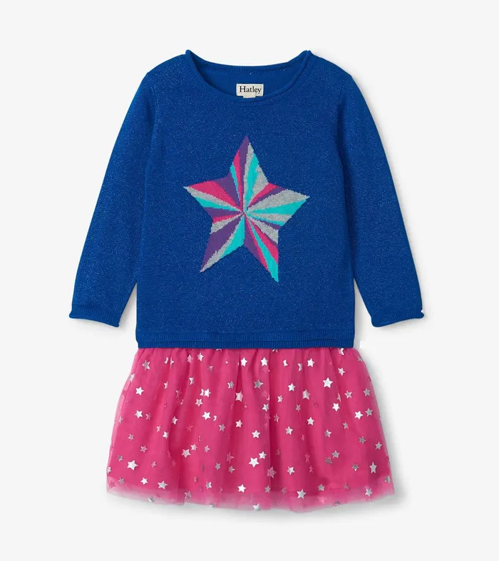 Girls Star Power Drop Waist Tulle Dress Hatley