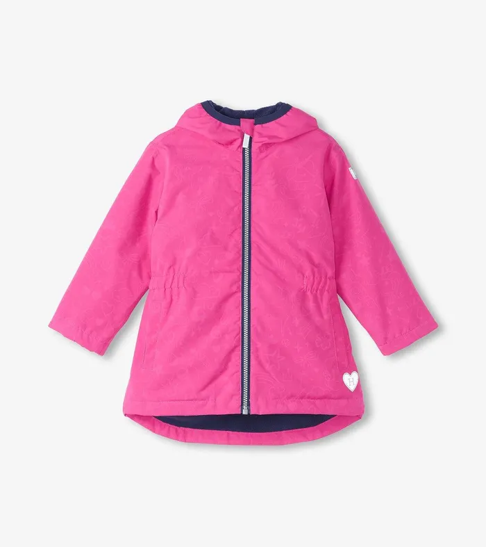 Girls Unicorn Doodle ZipUp Lightweight Rain Jacket Hatley