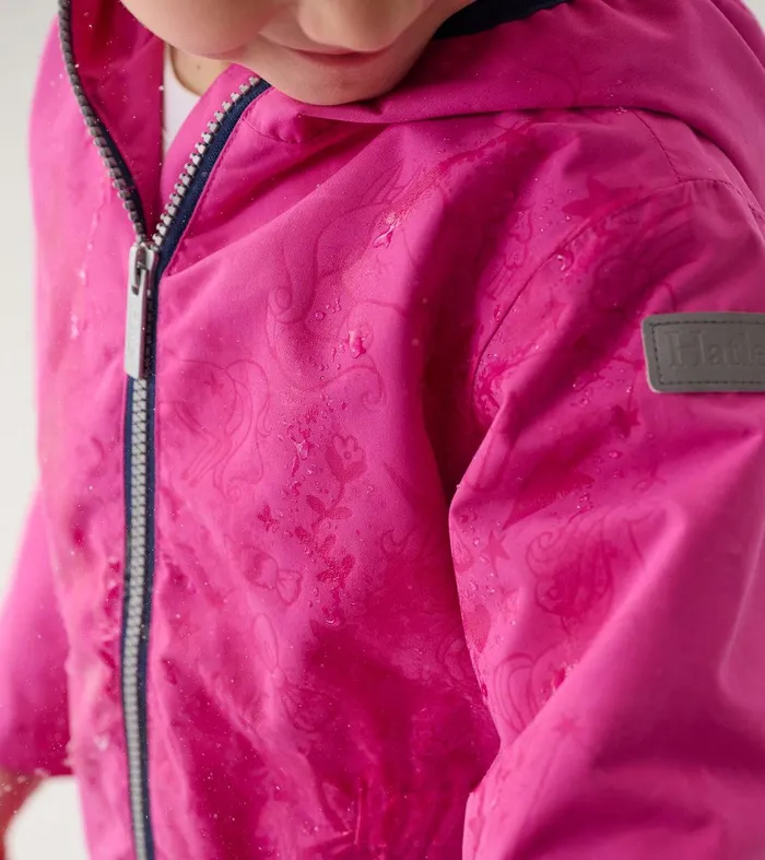 Girls Unicorn Doodle ZipUp Lightweight Rain Jacket Hatley
