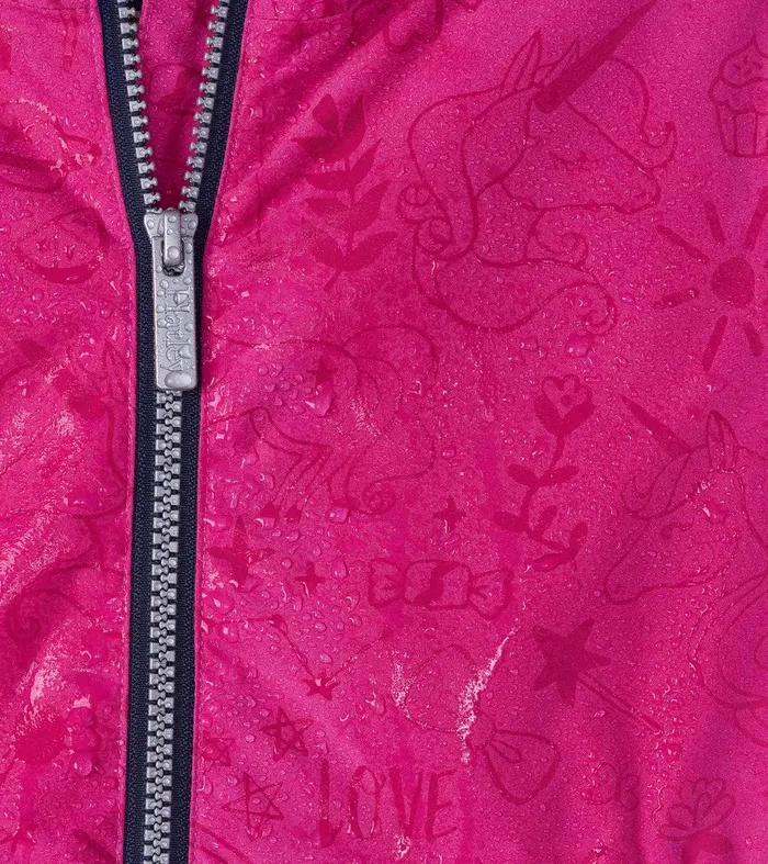 Girls Unicorn Doodle ZipUp Lightweight Rain Jacket Hatley