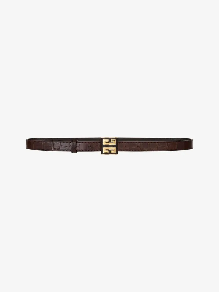 Givenchy 4G Belt In Crocodile Effect Leather Walnut Brown Women Belts