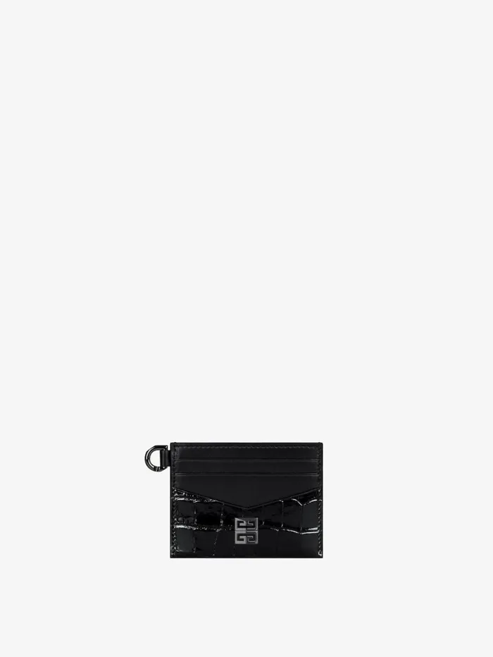 Givenchy 4G Card Holder In Crocodile Effect Leather Black Women Wallets and Card Holders