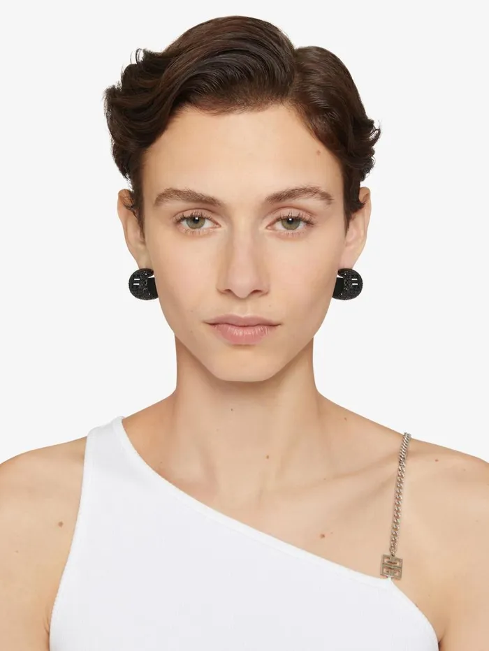 Givenchy 4G Earrings In Metal With Crystals Black Women Jewelry Givenchy 4G Earrings In Metal With Crystals Black Women Jewelry