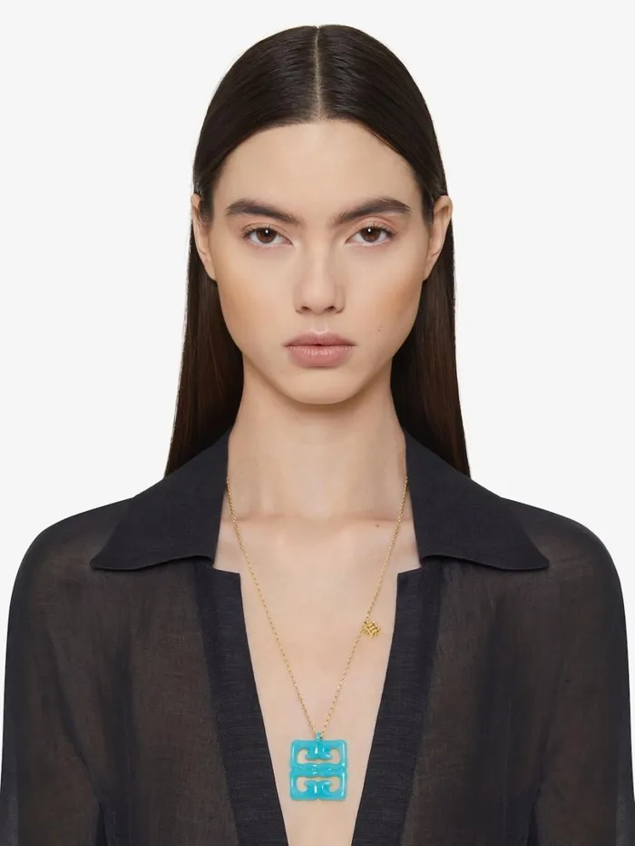 Givenchy 4G Liquid Necklace In Metal And Resin Aqua Green Women Jewelry Givenchy 4G Liquid Necklace In Metal And Resin Aqua Green Women Jewelry