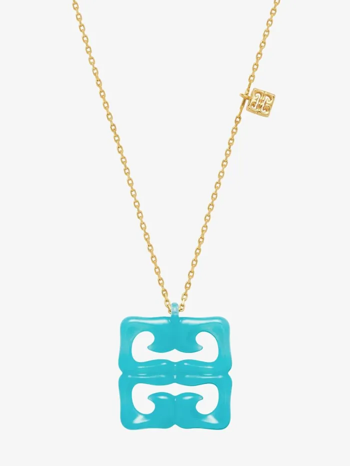 Givenchy 4G Liquid Necklace In Metal And Resin Aqua Green Women Jewelry Givenchy 4G Liquid Necklace In Metal And Resin Aqua Green Women Jewelry