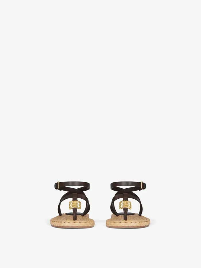 Givenchy 4G Liquid Sandals In Raffia Ebonynatural Women Slides and Sandals Givenchy 4G Liquid Sandals In Raffia Ebonynatural Women Slides and Sandals