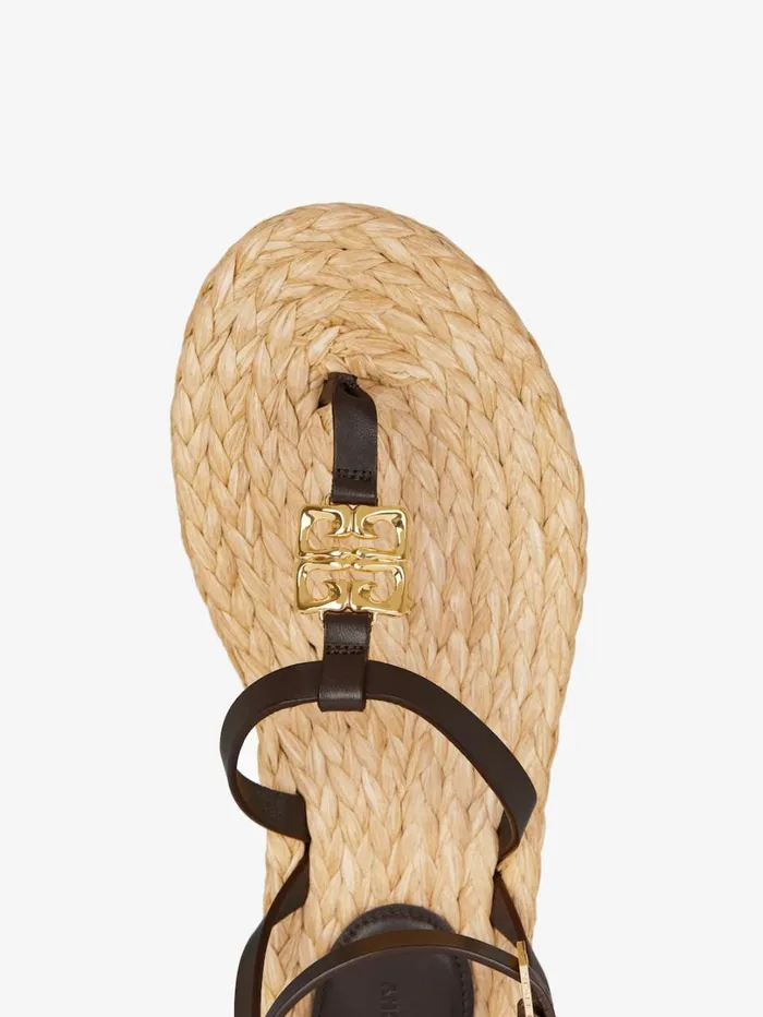 Givenchy 4G Liquid Sandals In Raffia Ebonynatural Women Slides and Sandals Givenchy 4G Liquid Sandals In Raffia Ebonynatural Women Slides and Sandals