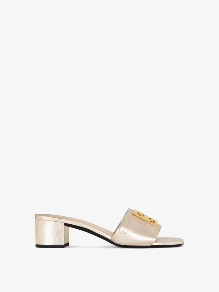 Givenchy 4G Mules In 4G Lurex Embroidery Dusty Golden Women Heels