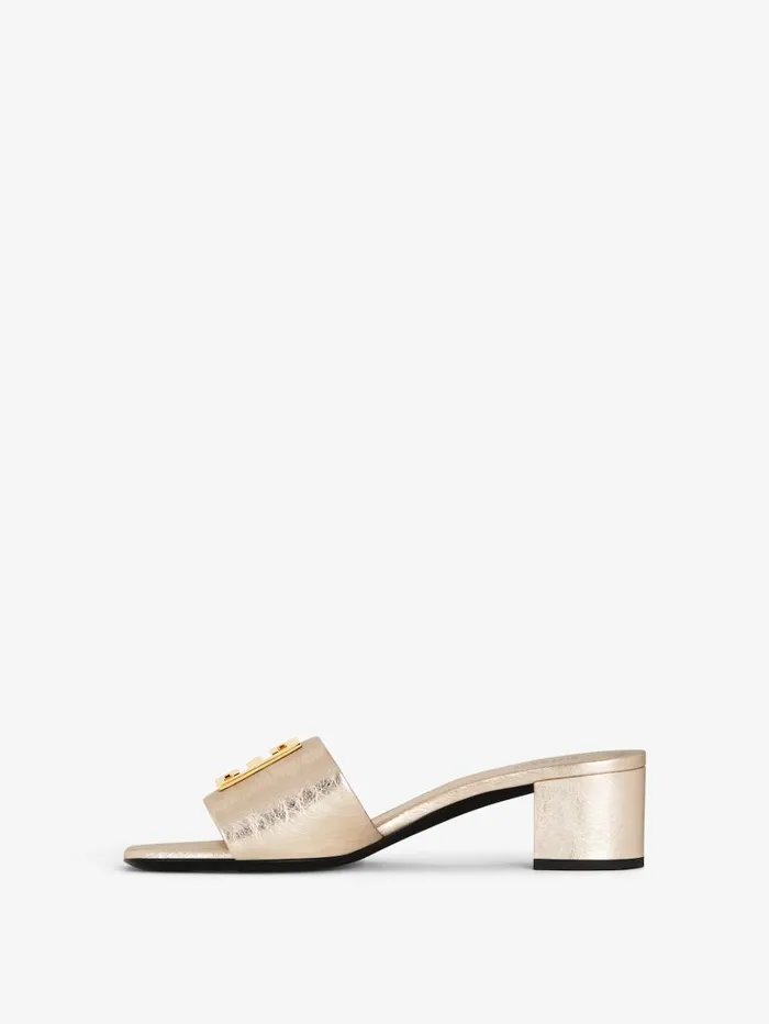 Givenchy 4G Mules In 4G Lurex Embroidery Dusty Golden Women Heels Givenchy 4G Mules In 4G Lurex Embroidery Dusty Golden Women Heels