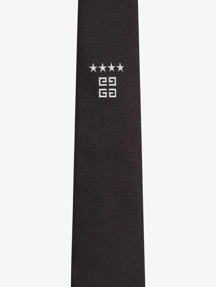 Givenchy 4G Stars Tie In Silk Black Men Scarves and Ties