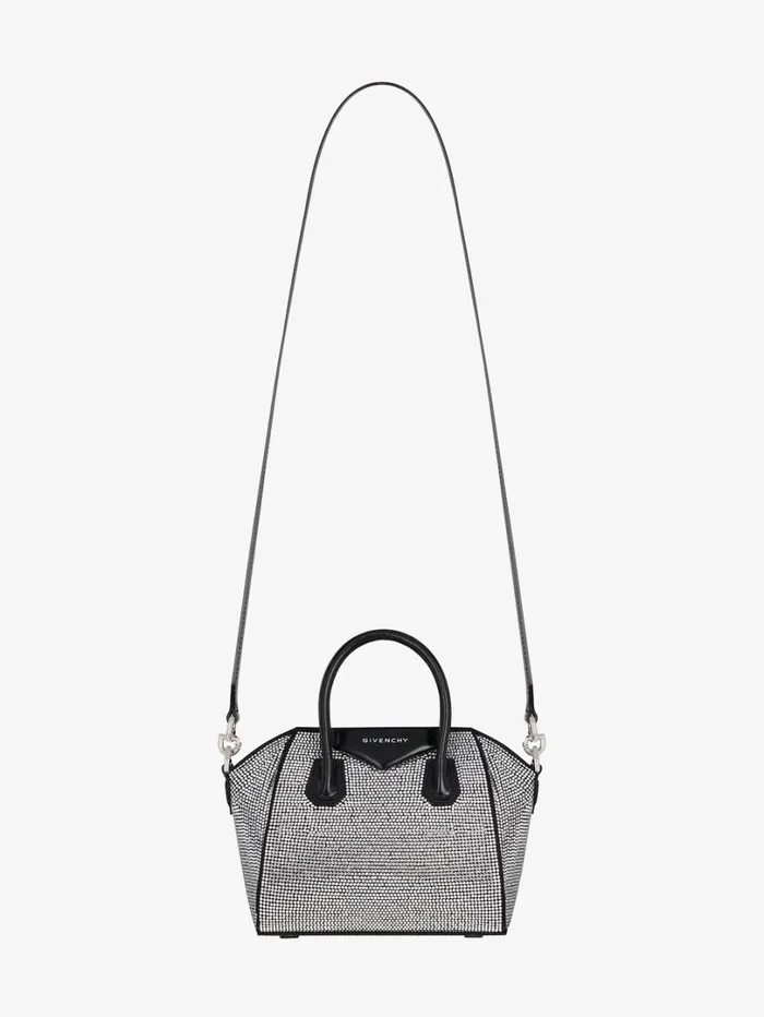 Givenchy Antigona Toy Bag In Satin With Strass Black Women Micro Bags Givenchy Antigona Toy Bag In Satin With Strass Black Women Micro Bags
