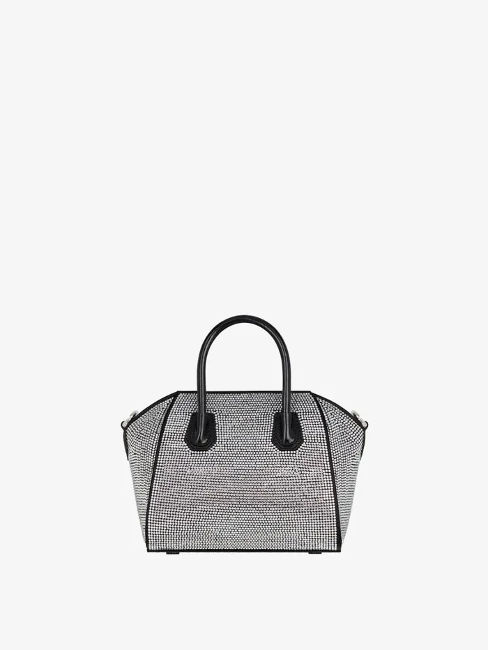 Givenchy Antigona Toy Bag In Satin With Strass Black Women Micro Bags Givenchy Antigona Toy Bag In Satin With Strass Black Women Micro Bags