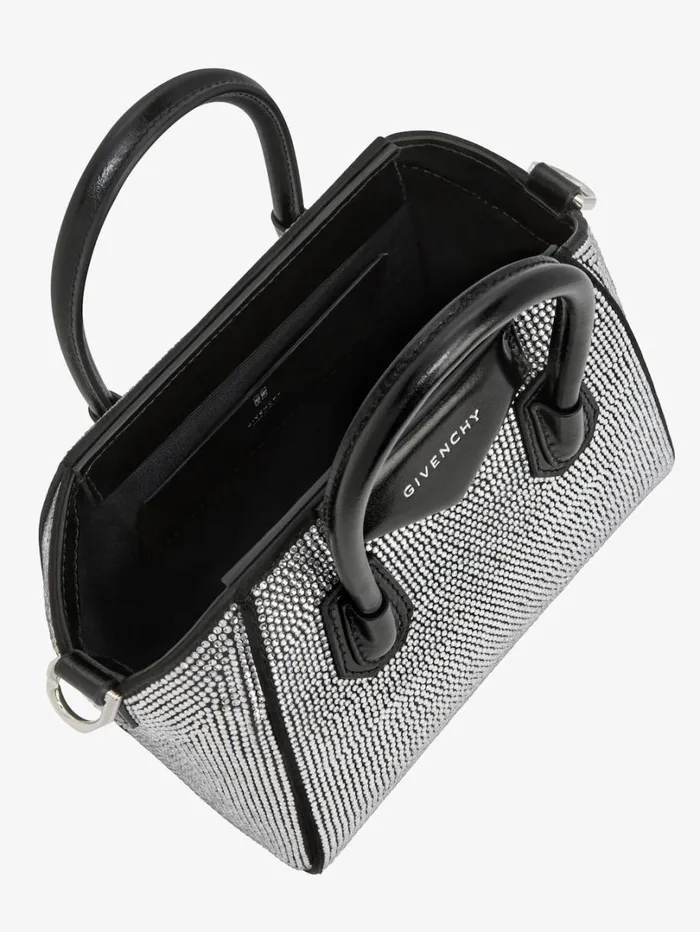 Givenchy Antigona Toy Bag In Satin With Strass Black Women Micro Bags Givenchy Antigona Toy Bag In Satin With Strass Black Women Micro Bags