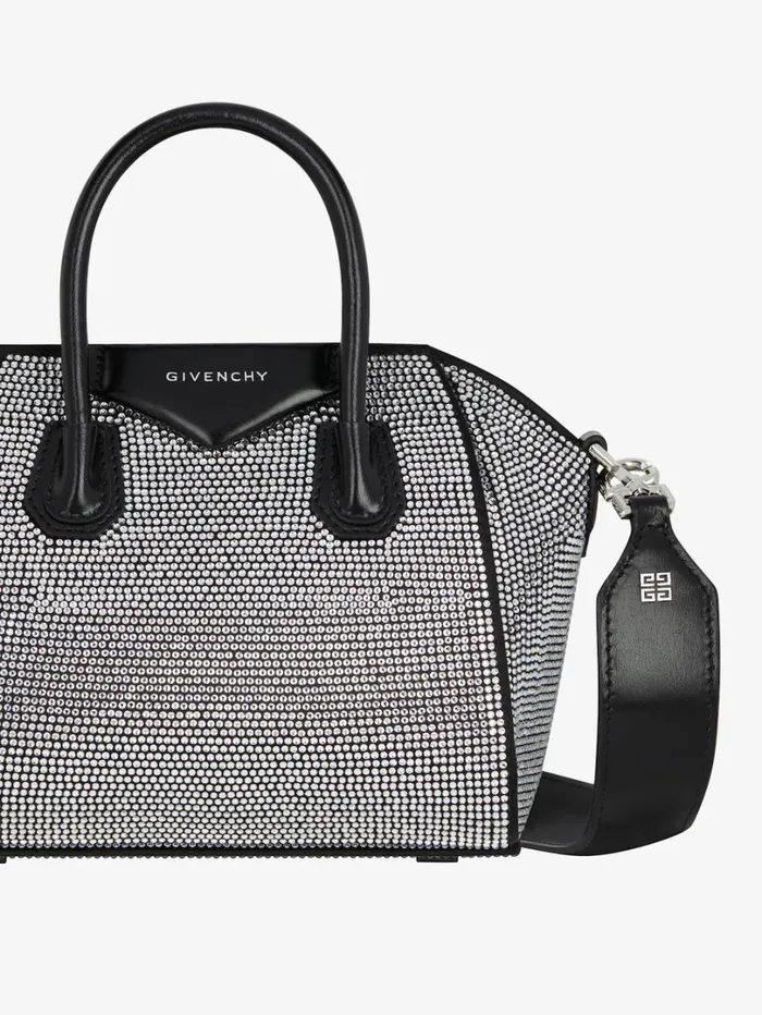 Givenchy Antigona Toy Bag In Satin With Strass Black Women Micro Bags Givenchy Antigona Toy Bag In Satin With Strass Black Women Micro Bags