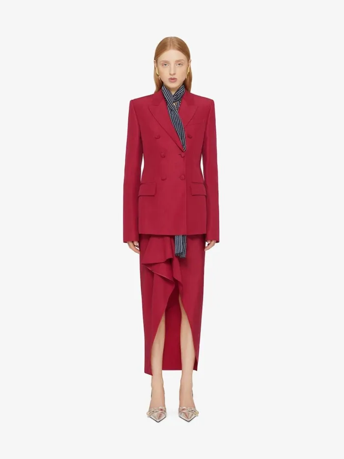 Givenchy Asymmetric Draped Skirt In Linen And Silk Red Cherry Women Skirts
