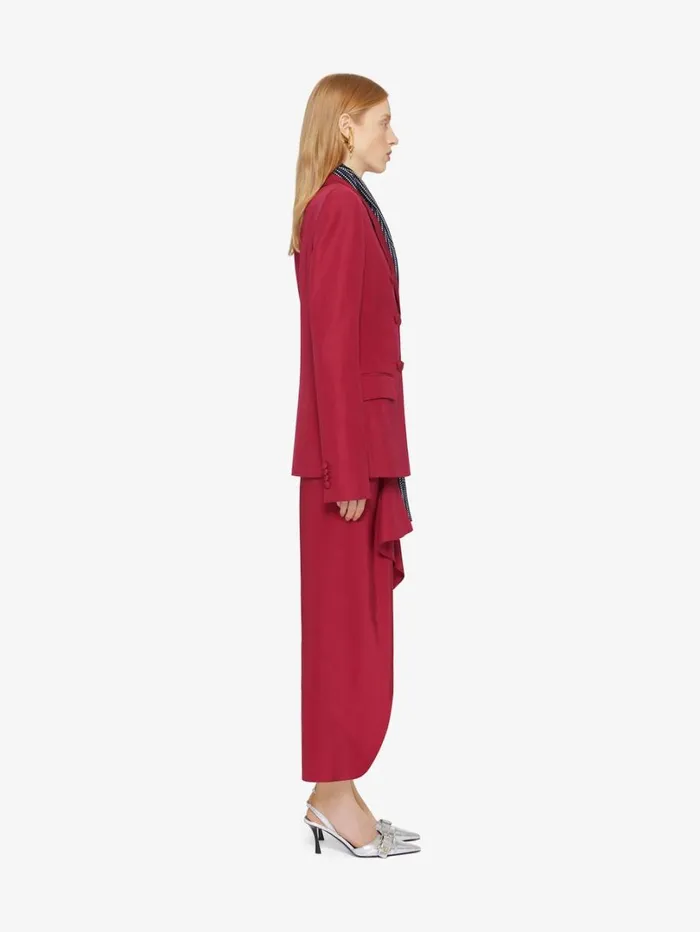 Givenchy Asymmetric Draped Skirt In Linen And Silk Red Cherry Women Skirts