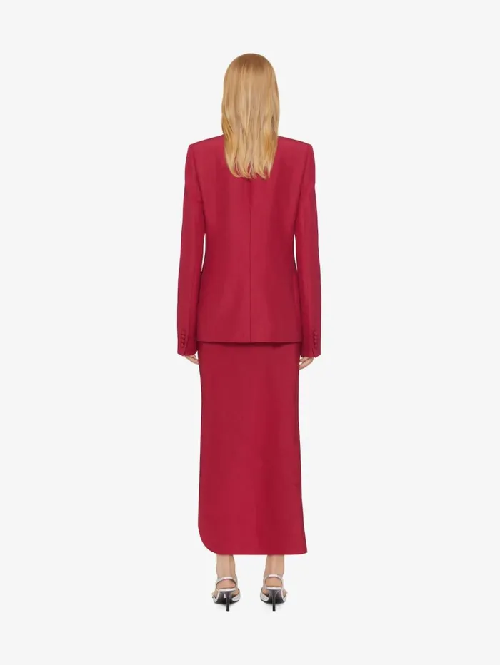 Givenchy Asymmetric Draped Skirt In Linen And Silk Red Cherry Women Skirts