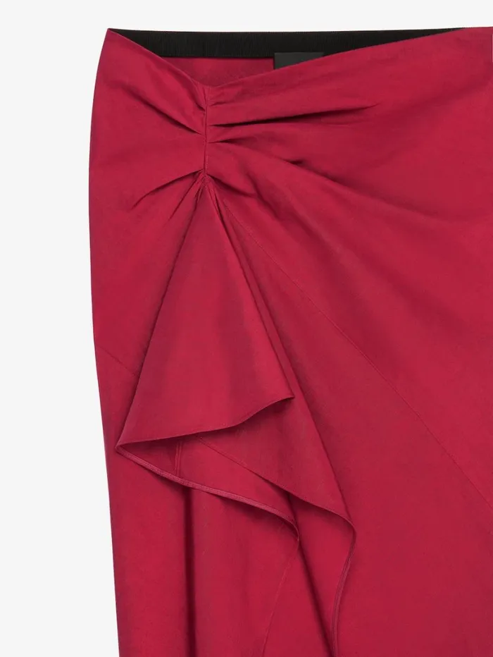 Givenchy Asymmetric Draped Skirt In Linen And Silk Red Cherry Women Skirts