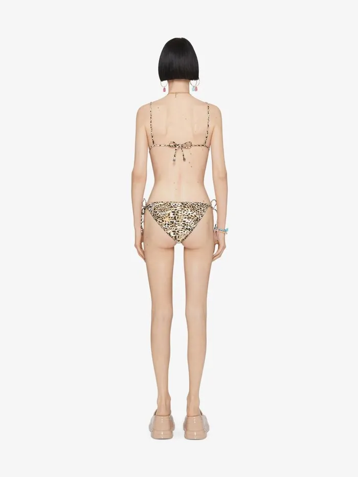 Givenchy Bikini Top With Leopard Print And 4G Detail Beigeblack Women Swimwear