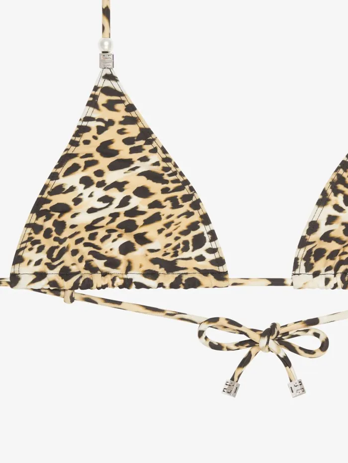 Givenchy Bikini Top With Leopard Print And 4G Detail Beigeblack Women Swimwear