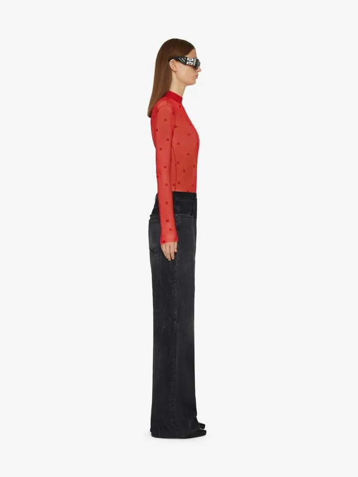 Givenchy Bodysuit In 4G Tulle Red Women Bodysuits and Underwear
