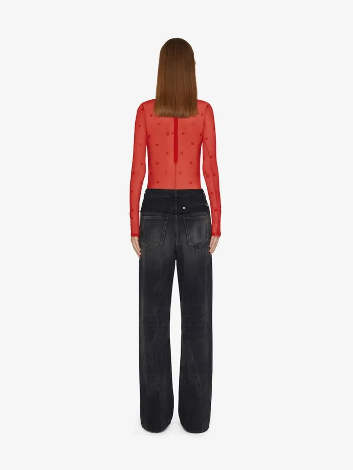 Givenchy Bodysuit In 4G Tulle Red Women Bodysuits and Underwear