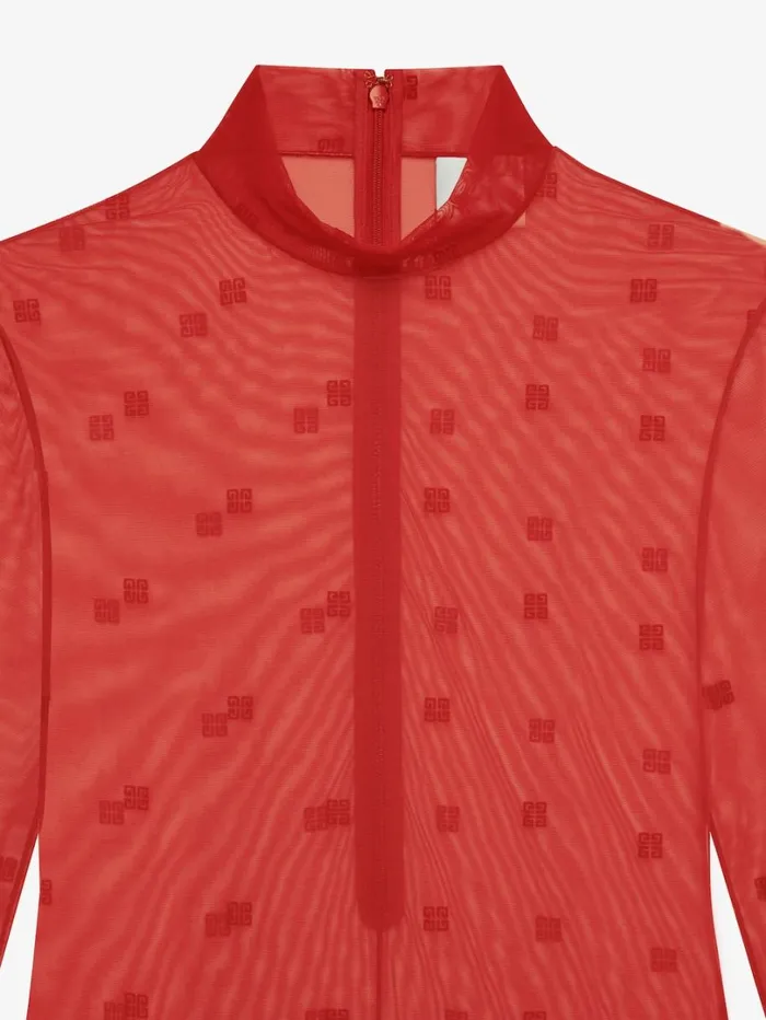 Givenchy Bodysuit In 4G Tulle Red Women Bodysuits and Underwear