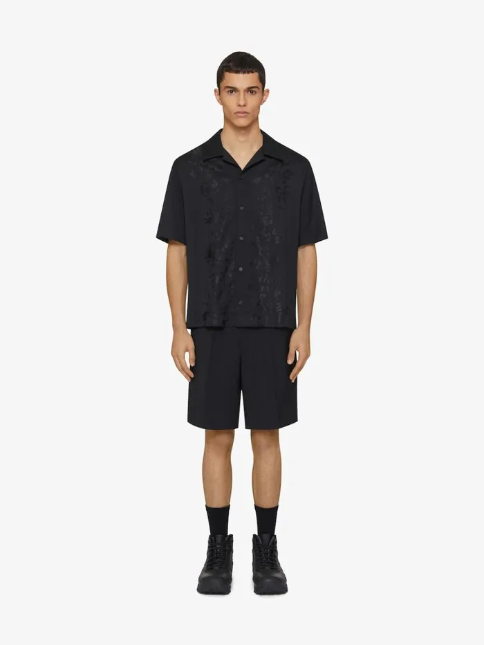 Givenchy Boxy Fit Shirt In Floral Jacquard Black Men Shirts