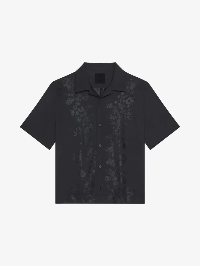 Givenchy Boxy Fit Shirt In Floral Jacquard Black Men Shirts