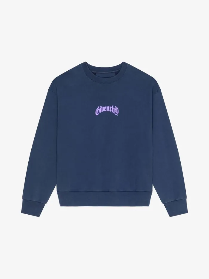 Givenchy Boxy Fit Sweatshirt In Fleece With Reflective Artwork Deep Blue Men Sweatshirts and Hoodies Givenchy Boxy Fit Sweatshirt In Fleece With Reflective Artwork Deep Blue Men Sweatshirts and Hoodies